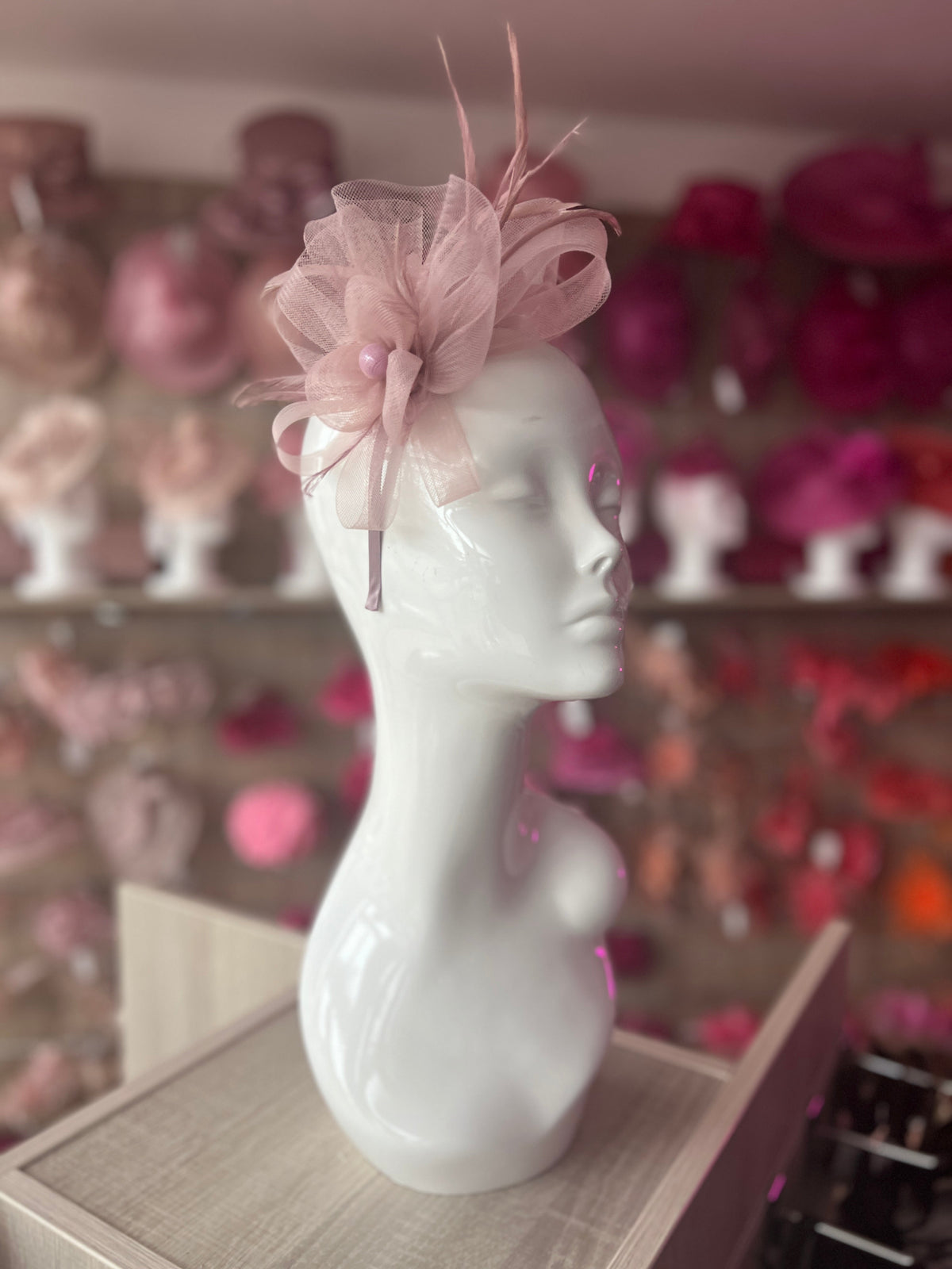 Crinoline Dusty Pink Flower Fascinator Headband-Fascinators Direct