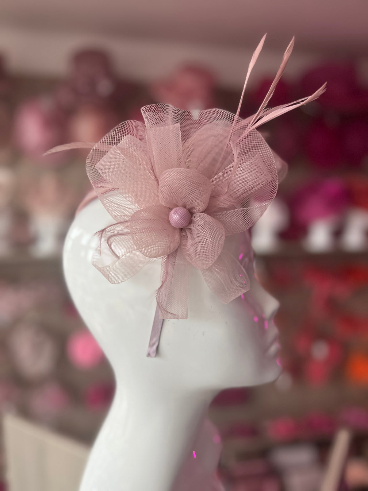 Crinoline Dusty Pink Flower Fascinator Headband-Fascinators Direct