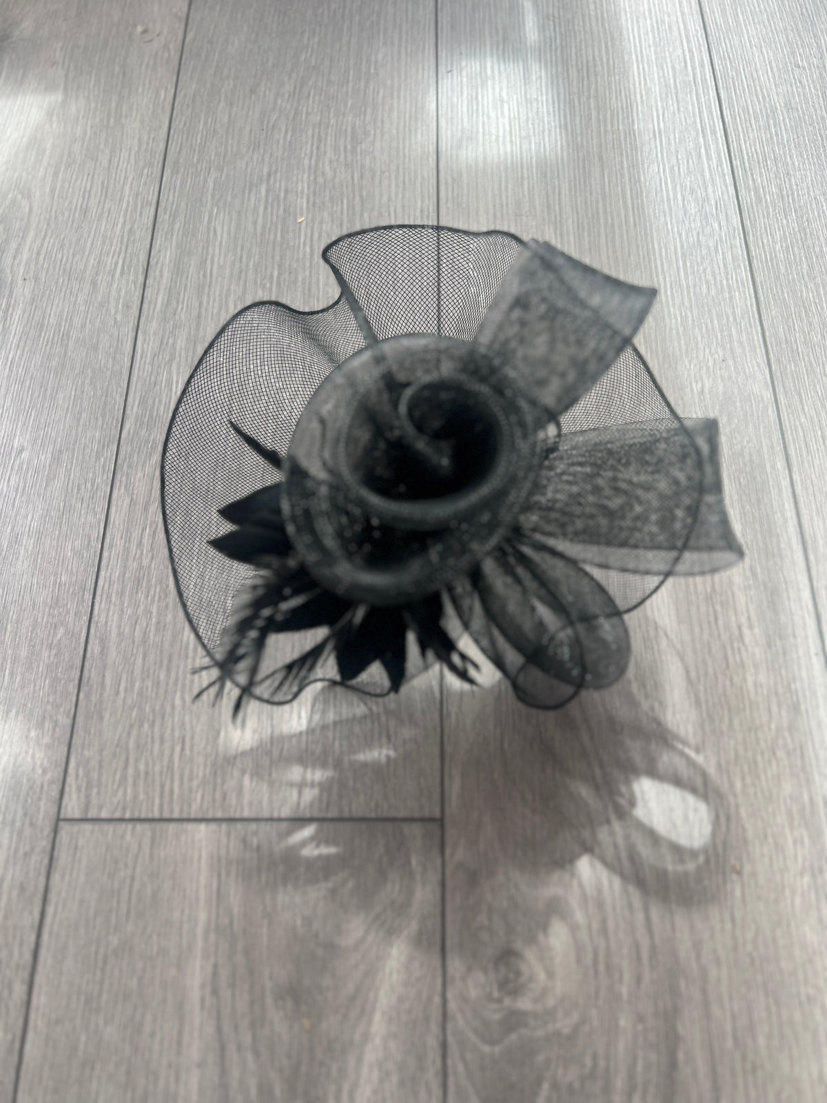 Crinoline Feather Flower Fascinator-Black-Fascinators Direct