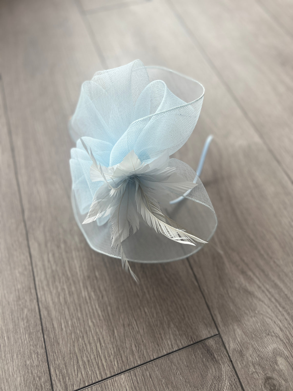 Crinoline Feather Flower Fascinator-Pale Blue-Fascinators Direct