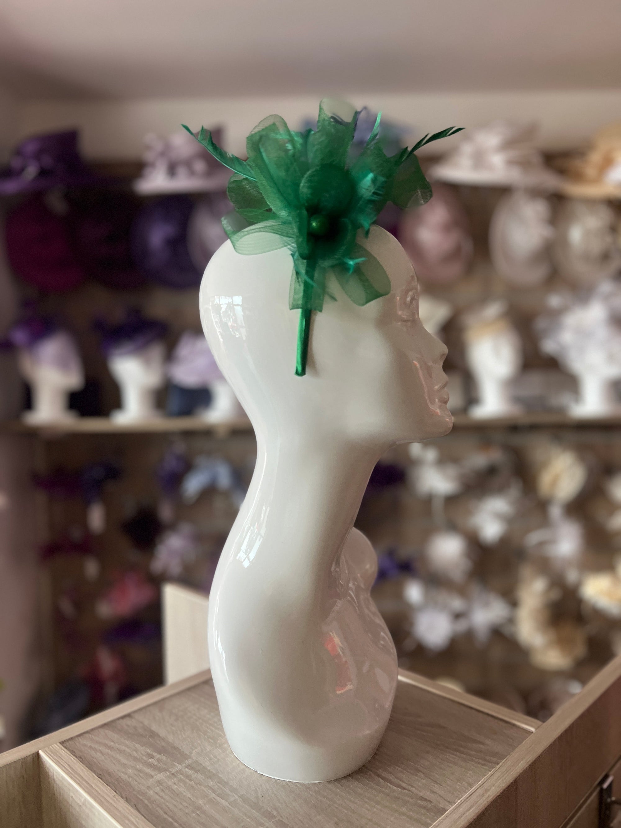 Crinoline Green Flower Fascinator Headband-Fascinators Direct