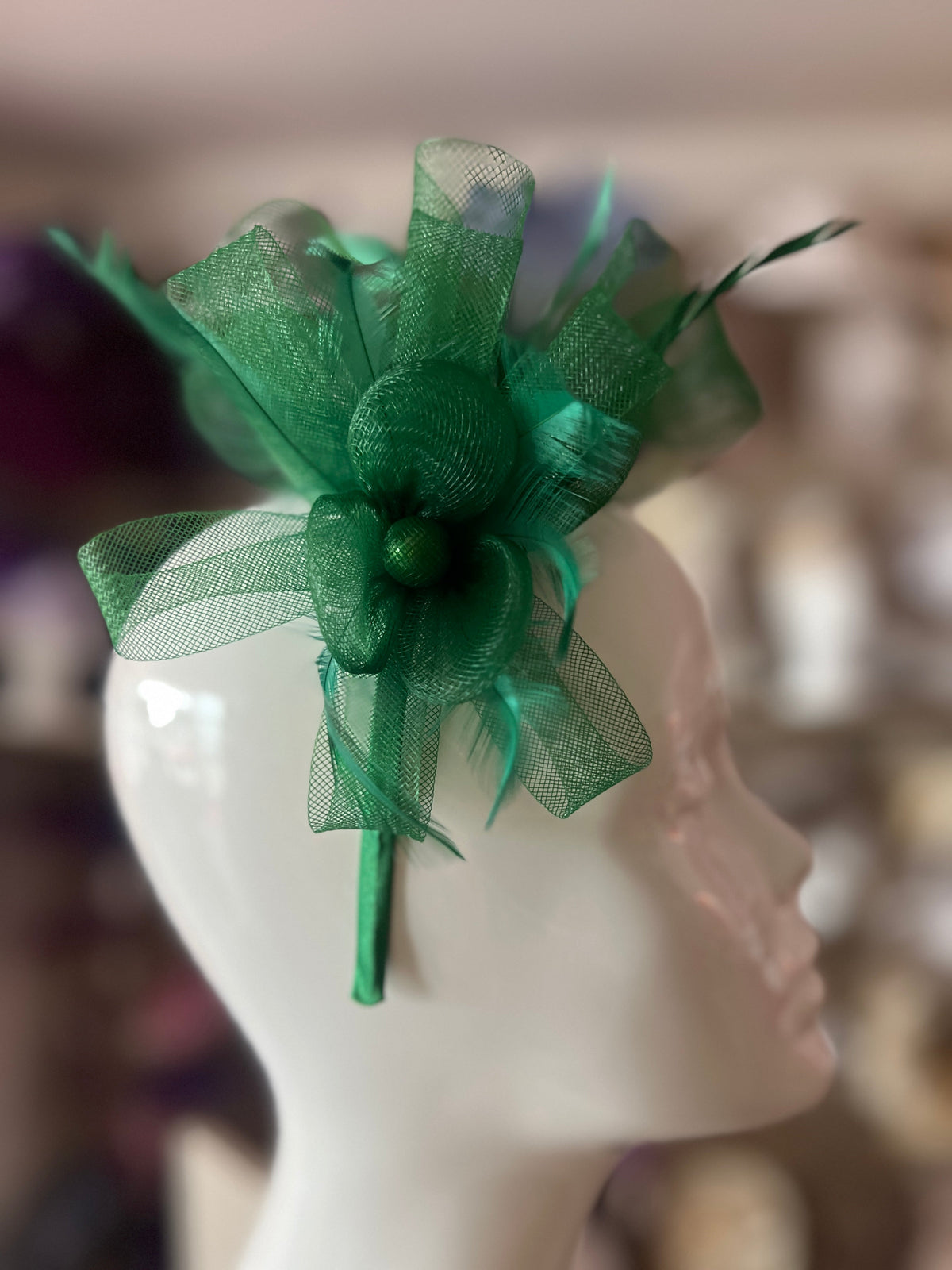 Crinoline Green Flower Fascinator Headband-Fascinators Direct