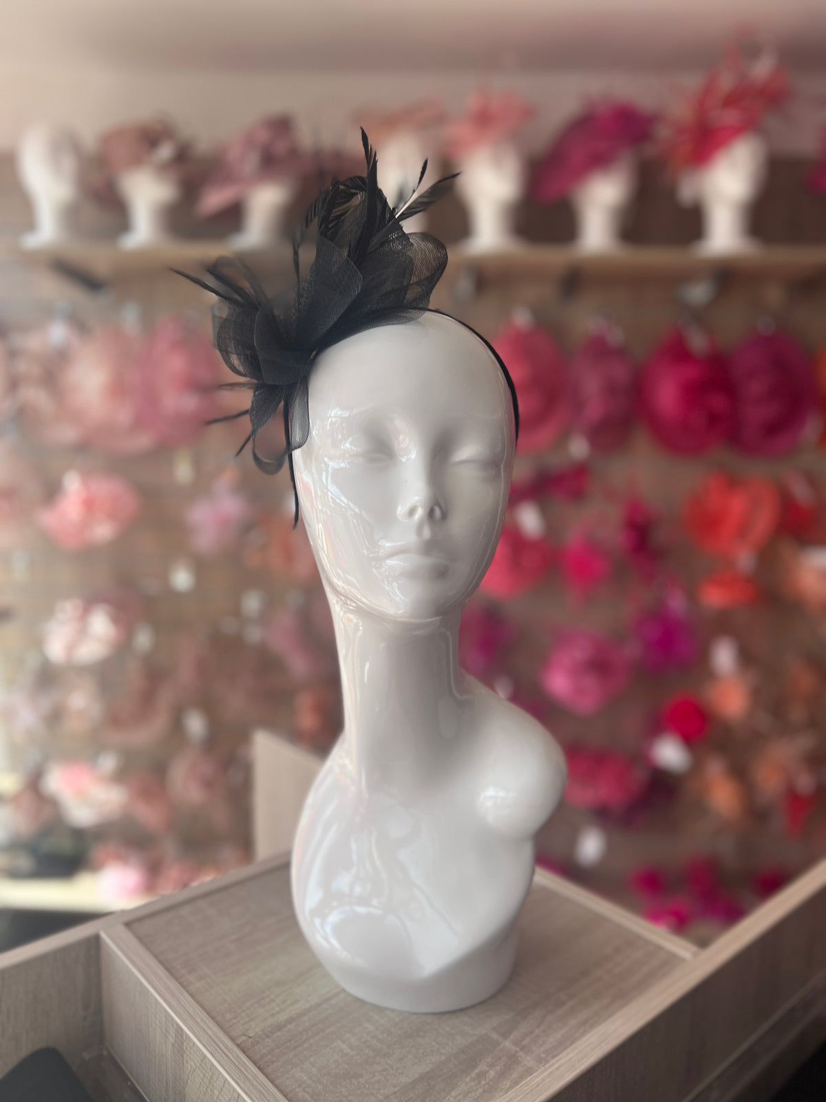 Crinoline Mesh Black Flower Fascinator Headband-Fascinators Direct