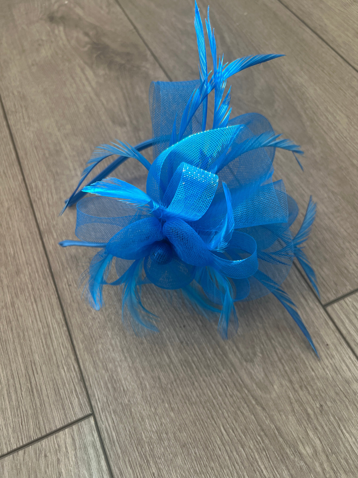 Crinoline Mesh Blue Flower Fascinator Headband-Fascinators Direct