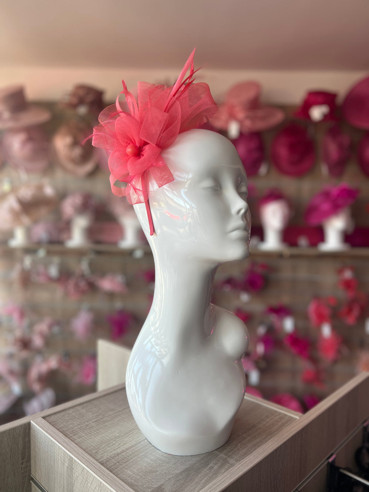 Crinoline Mesh Coral Flower Fascinator Headband-Fascinators Direct
