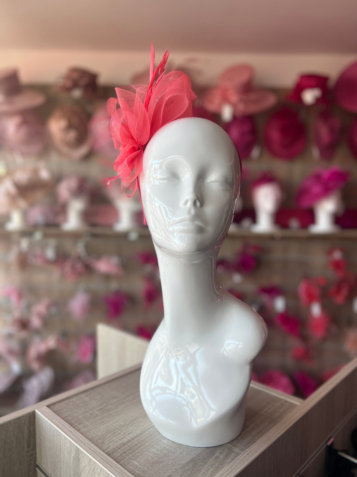 Crinoline Mesh Coral Flower Fascinator Headband-Fascinators Direct