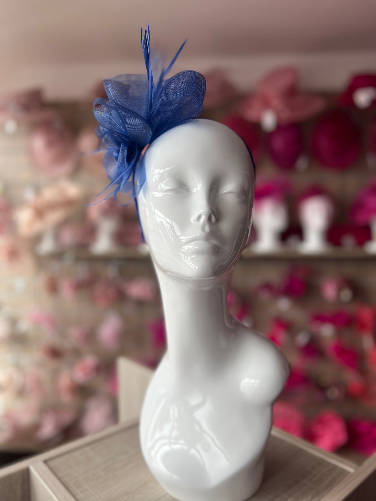 Crinoline Mesh Dark Blue Flower Fascinator Headband-Fascinators Direct