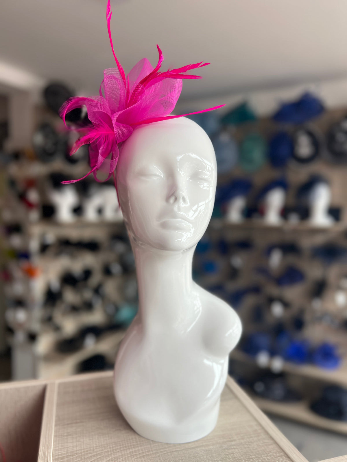 Crinoline Mesh Fuchsia Pink Flower Fascinator Headband-Fascinators Direct