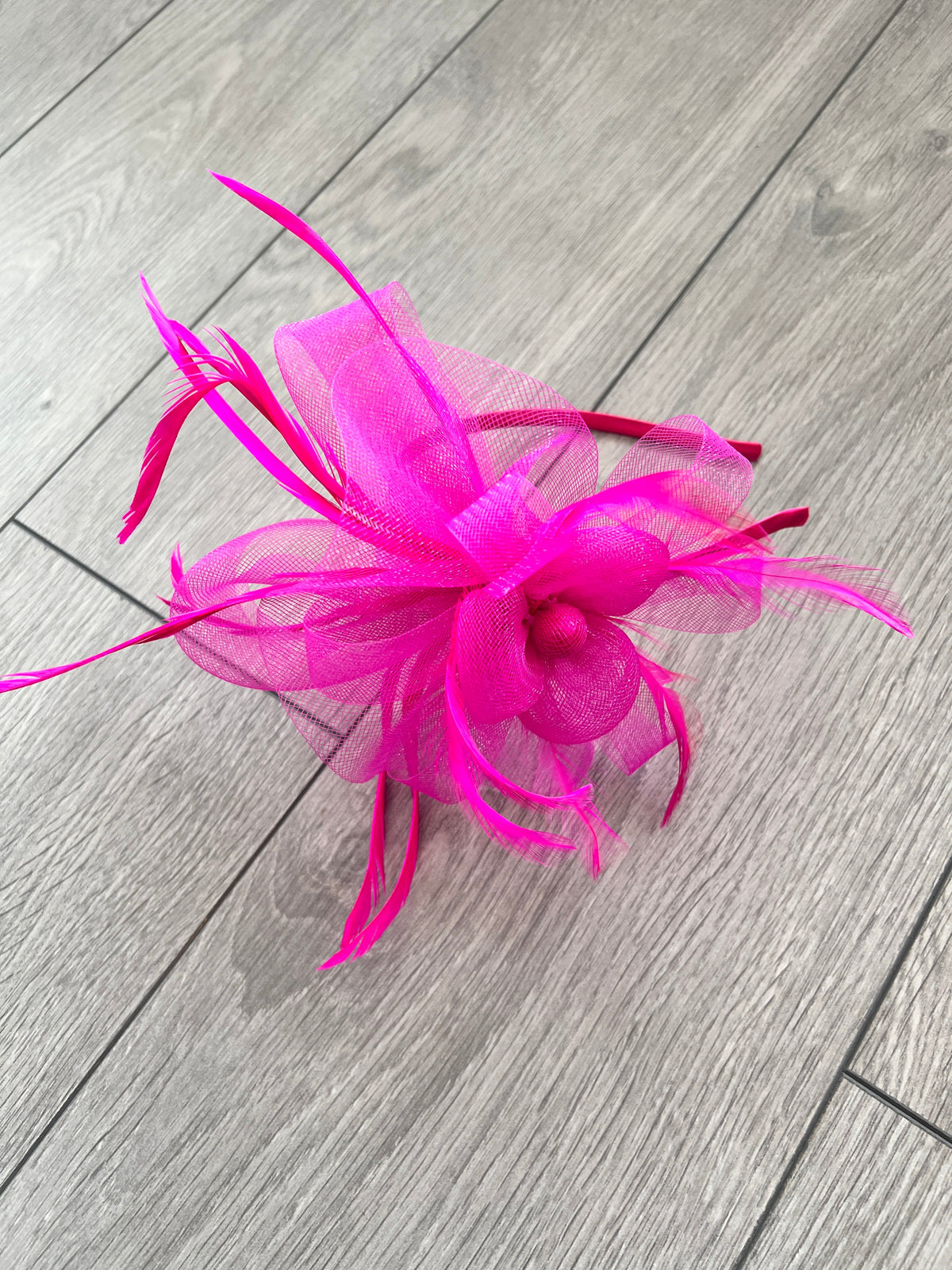 Crinoline Mesh Fuchsia Pink Flower Fascinator Headband-Fascinators Direct