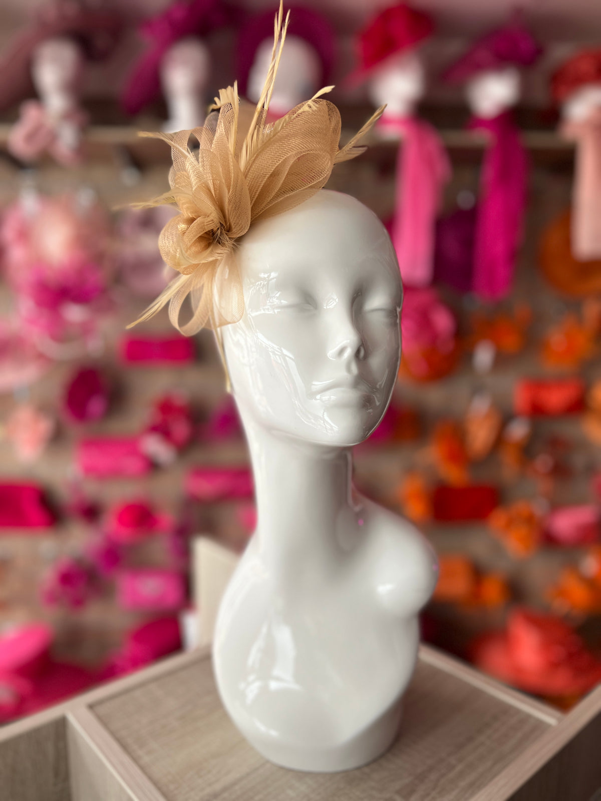 Crinoline Mesh Gold Flower Fascinator Headband-Fascinators Direct