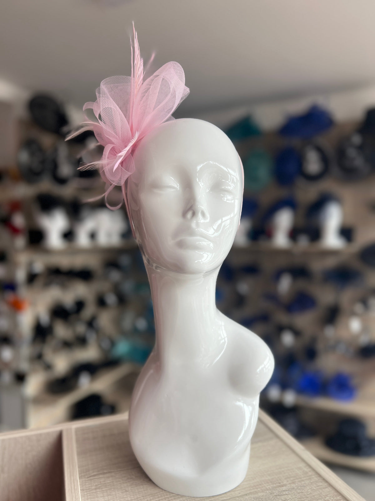 Crinoline Mesh Light Pink Flower Fascinator Headband-Fascinators Direct