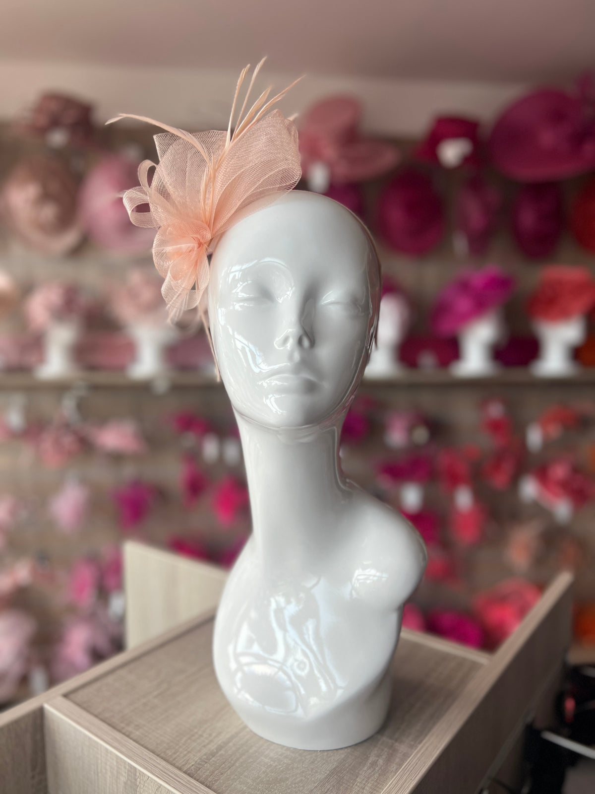 Crinoline Mesh Peach Flower Fascinator Headband-Fascinators Direct