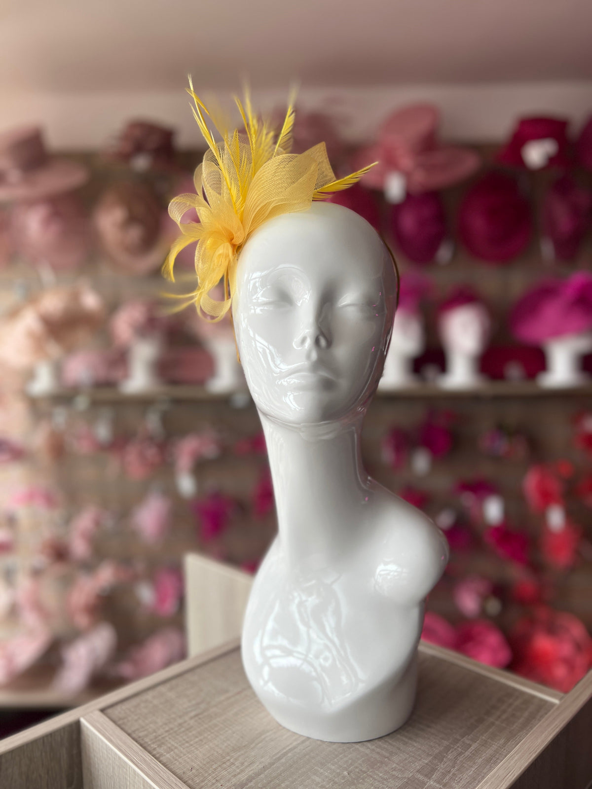 Crinoline Mesh Yellow Flower Fascinator Headband-Fascinators Direct