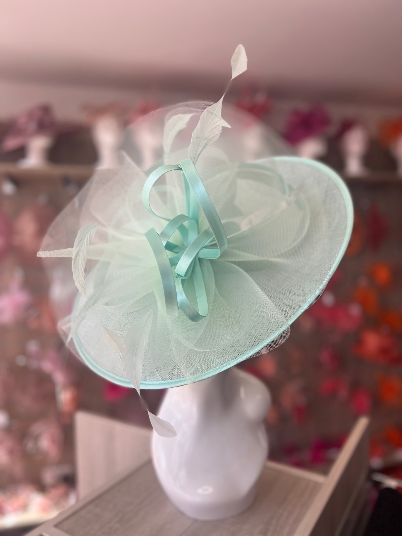 Crinoline & Sinamay Large Aqua Hatinator-Fascinators Direct