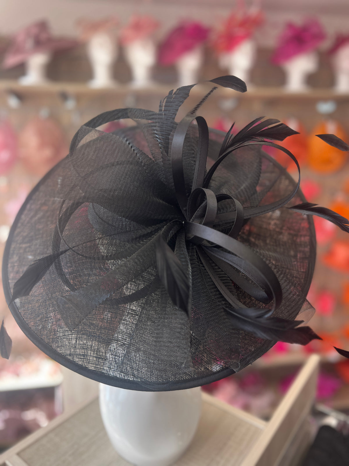 Crinoline &amp; Sinamay Large Black Hatinator-Fascinators Direct