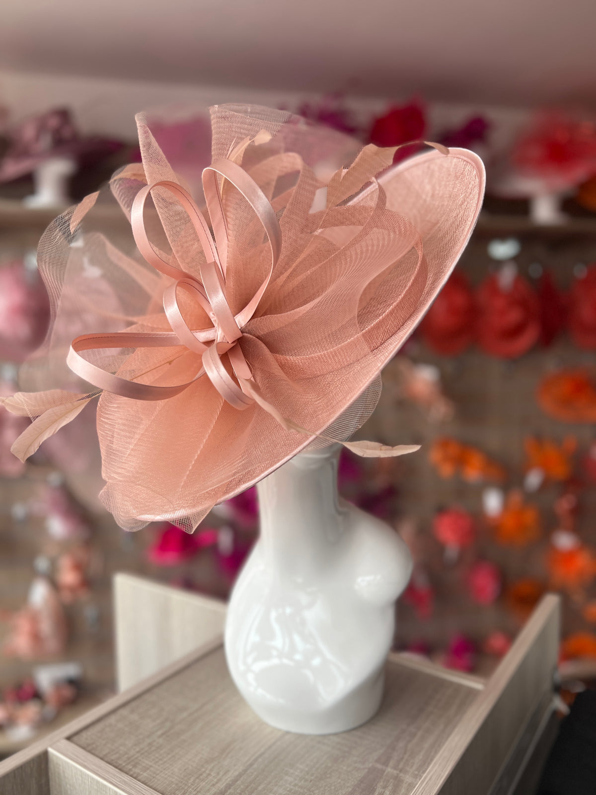Crinoline &amp; Sinamay Large Blush Hatinator-Fascinators Direct