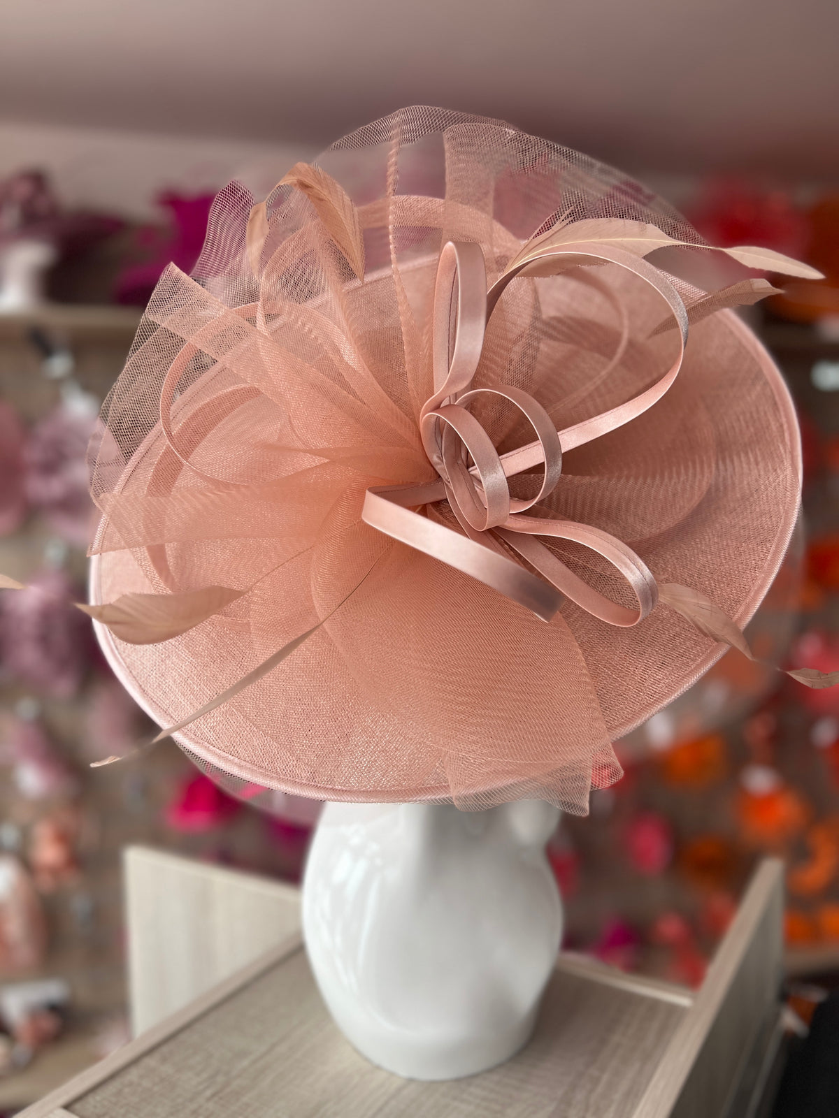 Crinoline &amp; Sinamay Large Blush Hatinator-Fascinators Direct