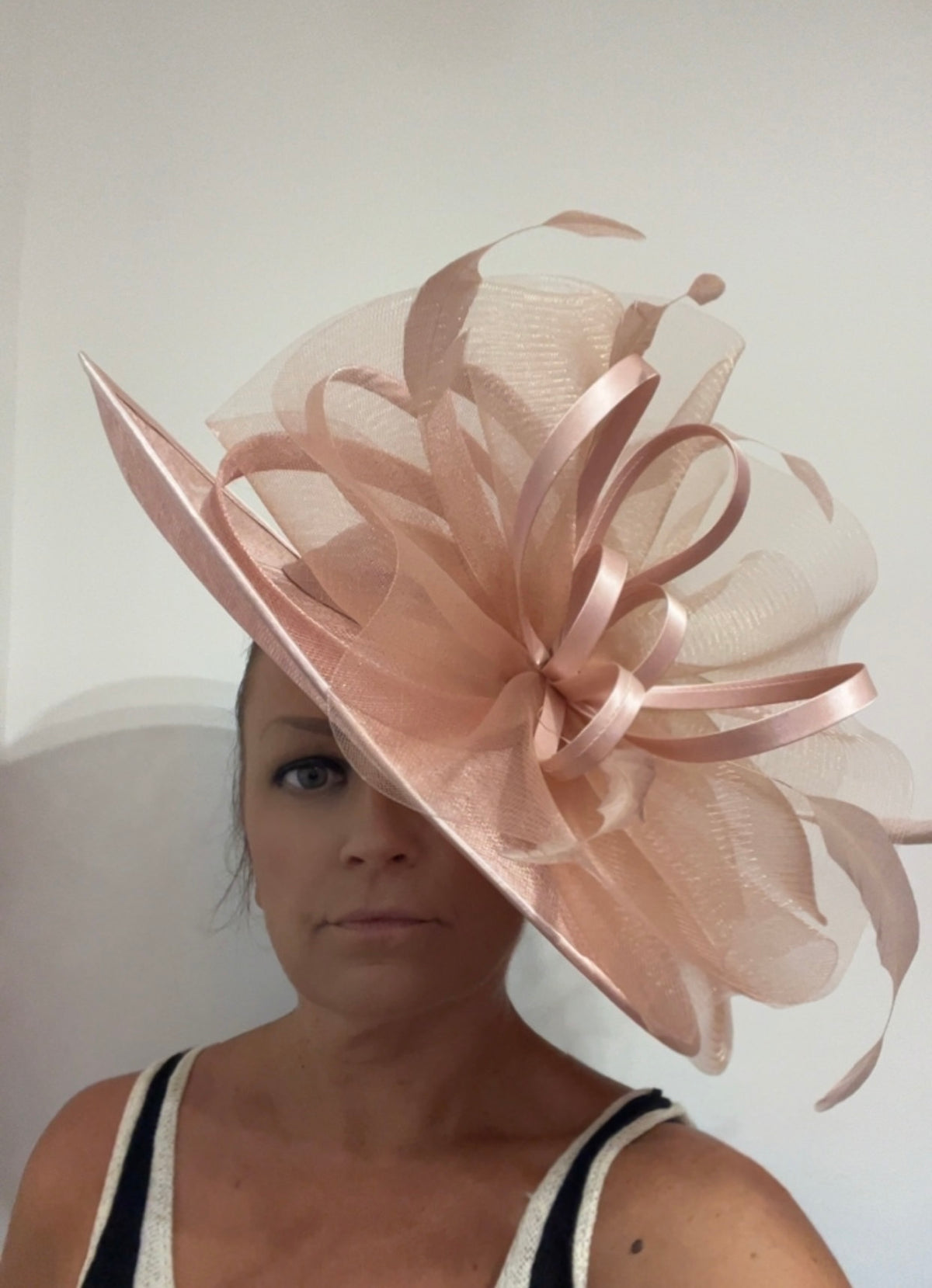 Crinoline &amp; Sinamay Large Blush Hatinator-Fascinators Direct