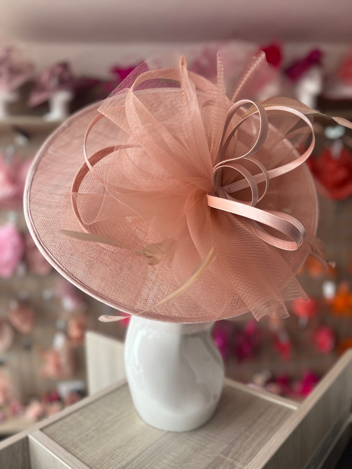 Crinoline &amp; Sinamay Large Blush Hatinator-Fascinators Direct