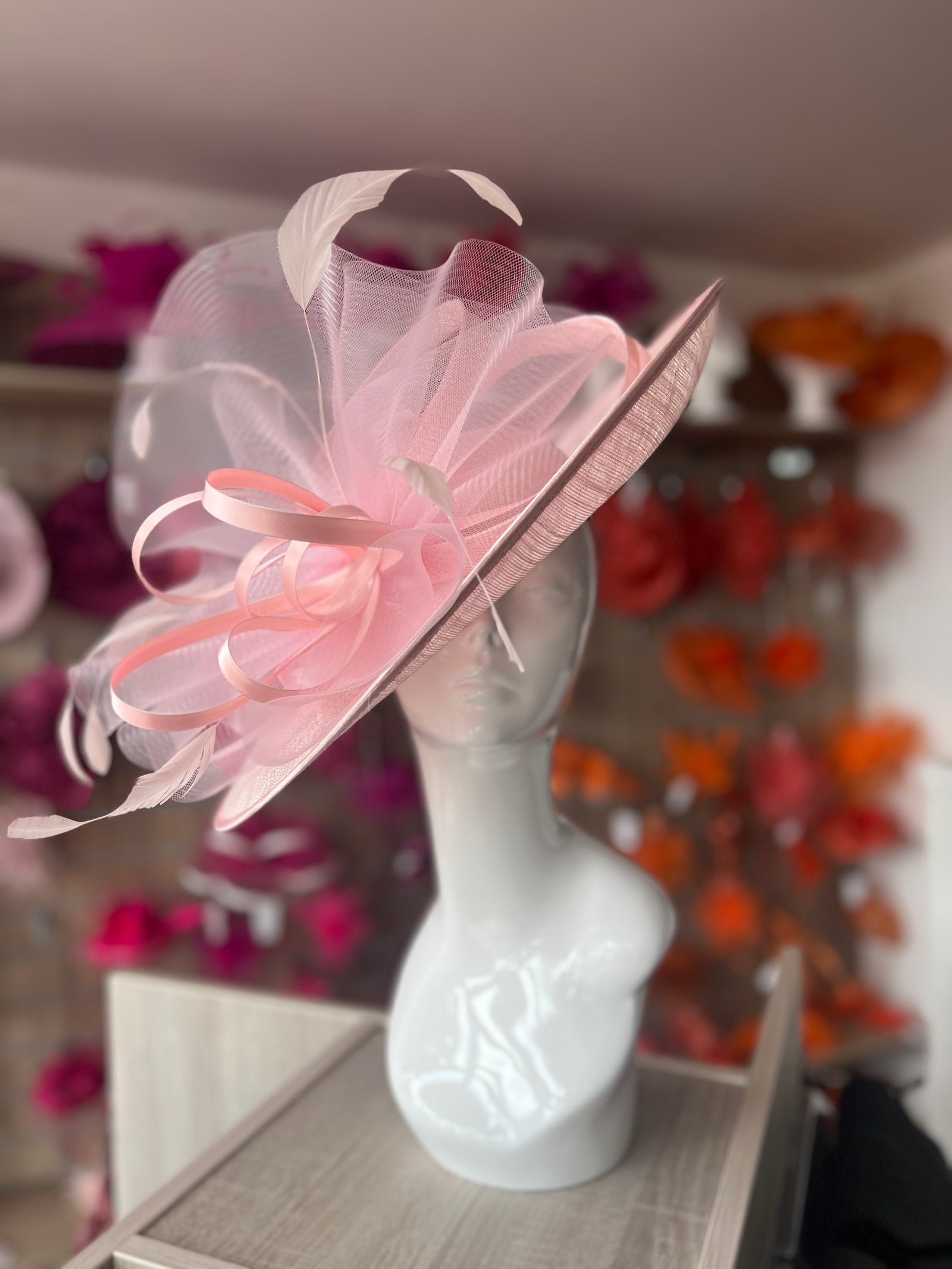 Crinoline & Sinamay Large Candy Pink Hatinator-Fascinators Direct