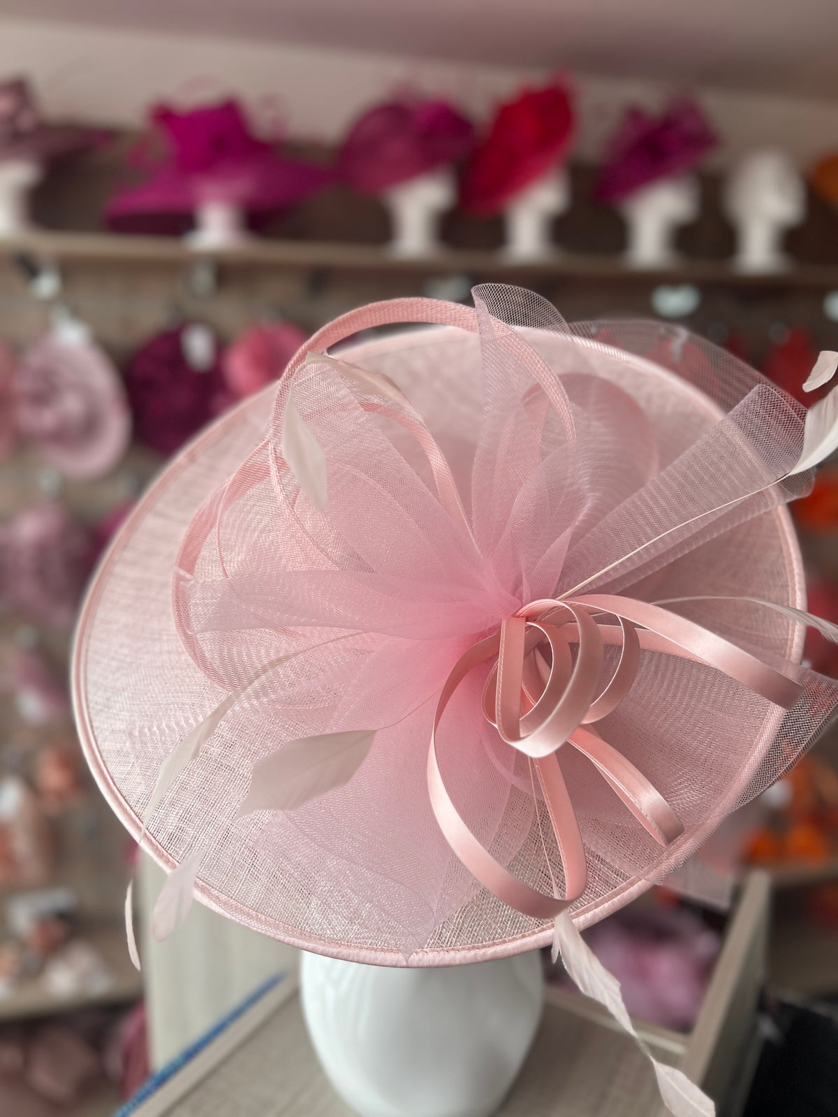 Crinoline &amp; Sinamay Large Candy Pink Hatinator-Fascinators Direct