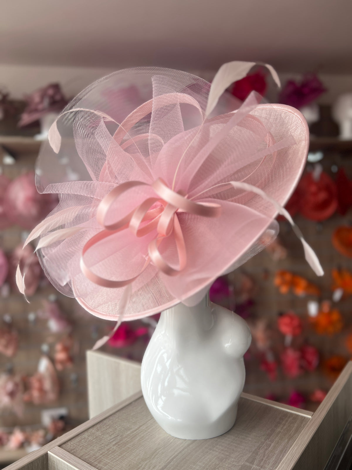 Crinoline &amp; Sinamay Large Candy Pink Hatinator-Fascinators Direct