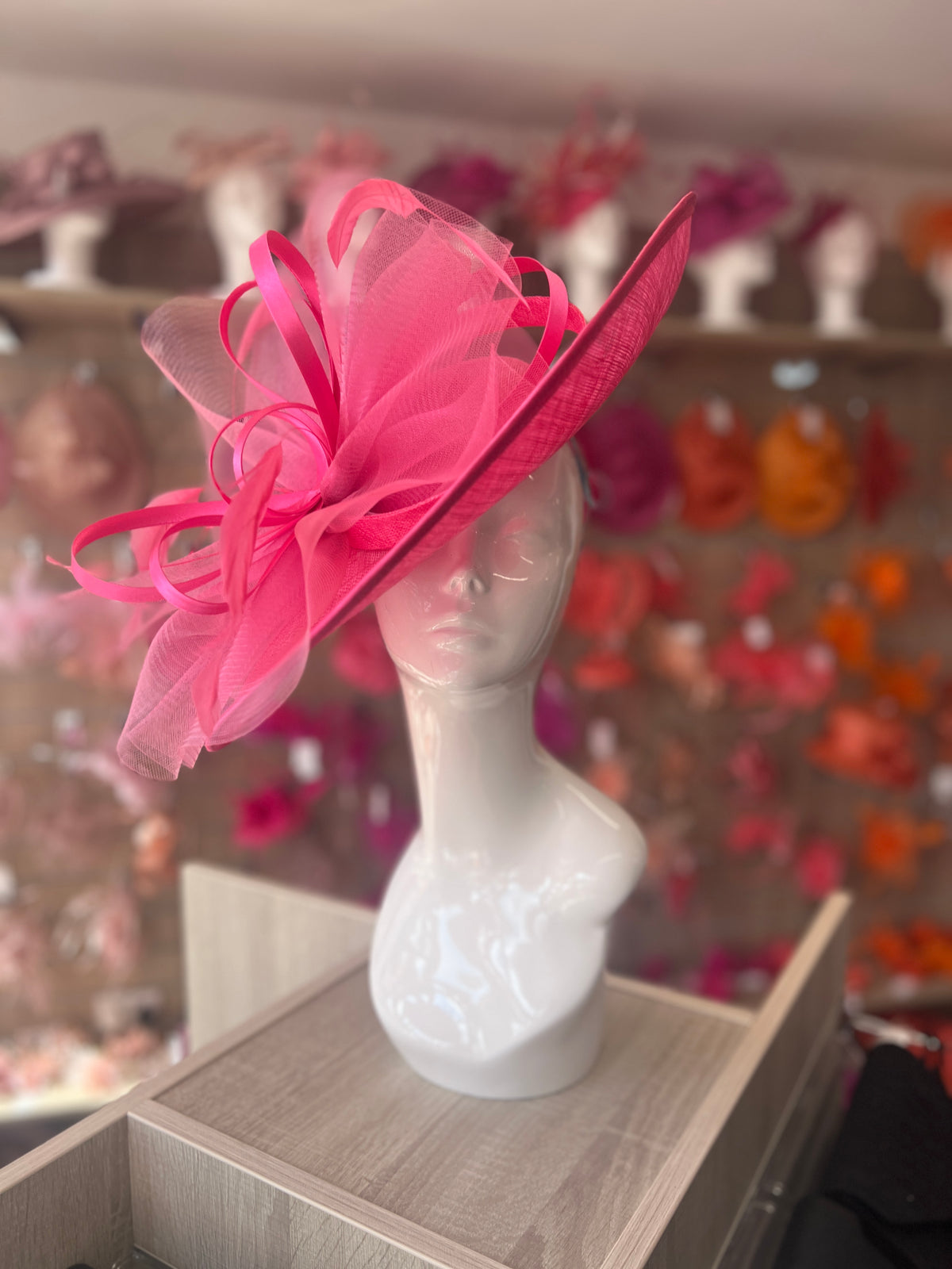 Crinoline &amp; Sinamay Large Cerise Hatinator-Fascinators Direct