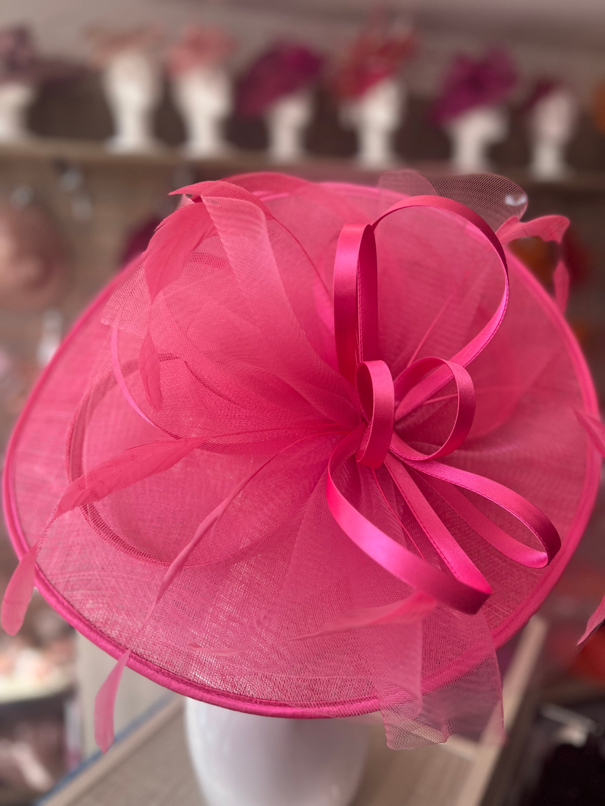 Crinoline &amp; Sinamay Large Cerise Hatinator-Fascinators Direct