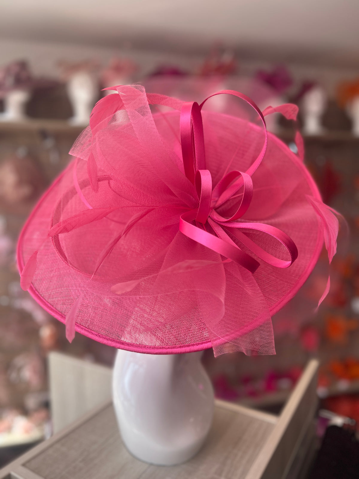 Crinoline &amp; Sinamay Large Cerise Hatinator-Fascinators Direct