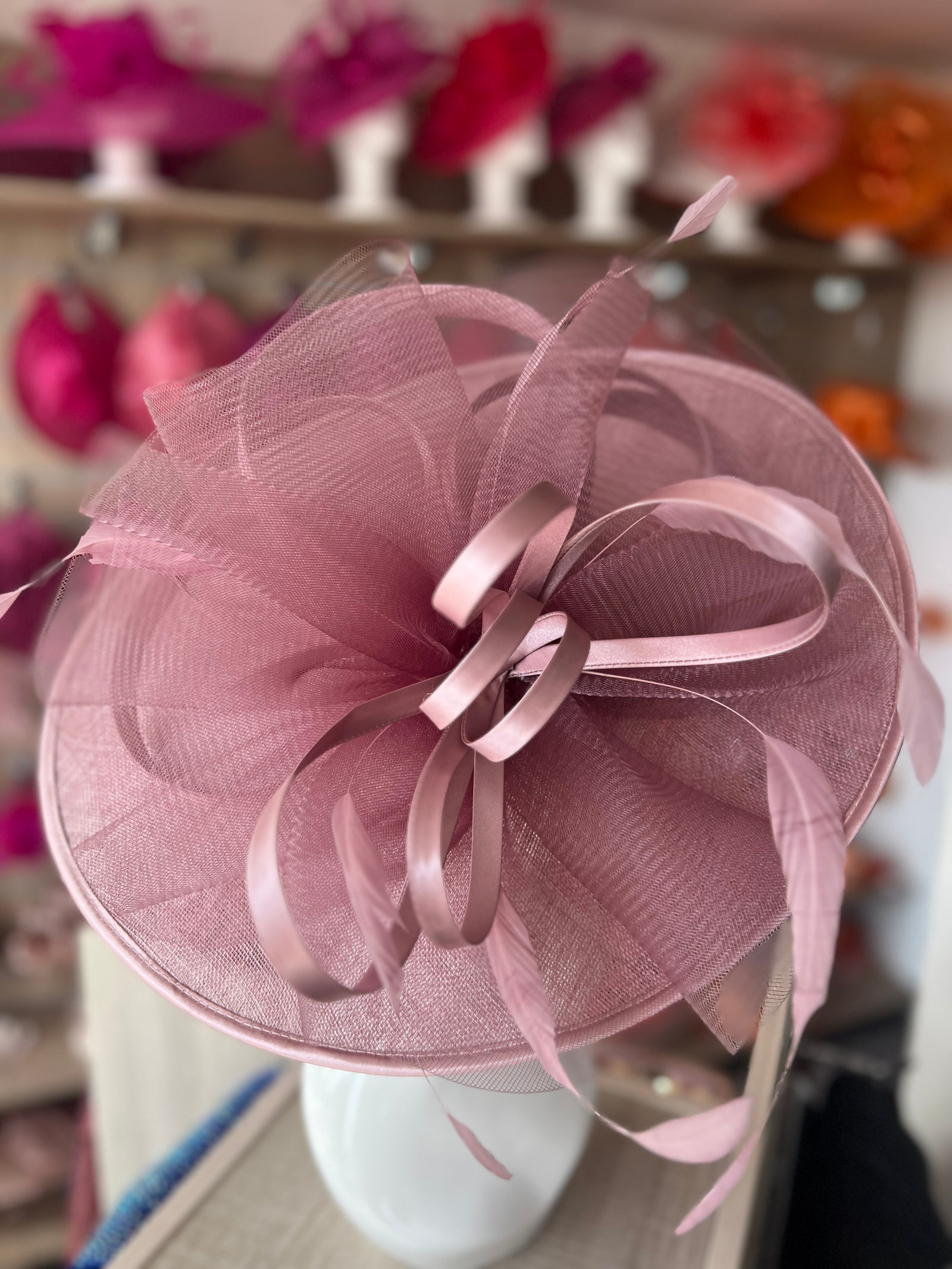 Crinoline & Sinamay Large Dusky Pink Hatinator-Fascinators Direct