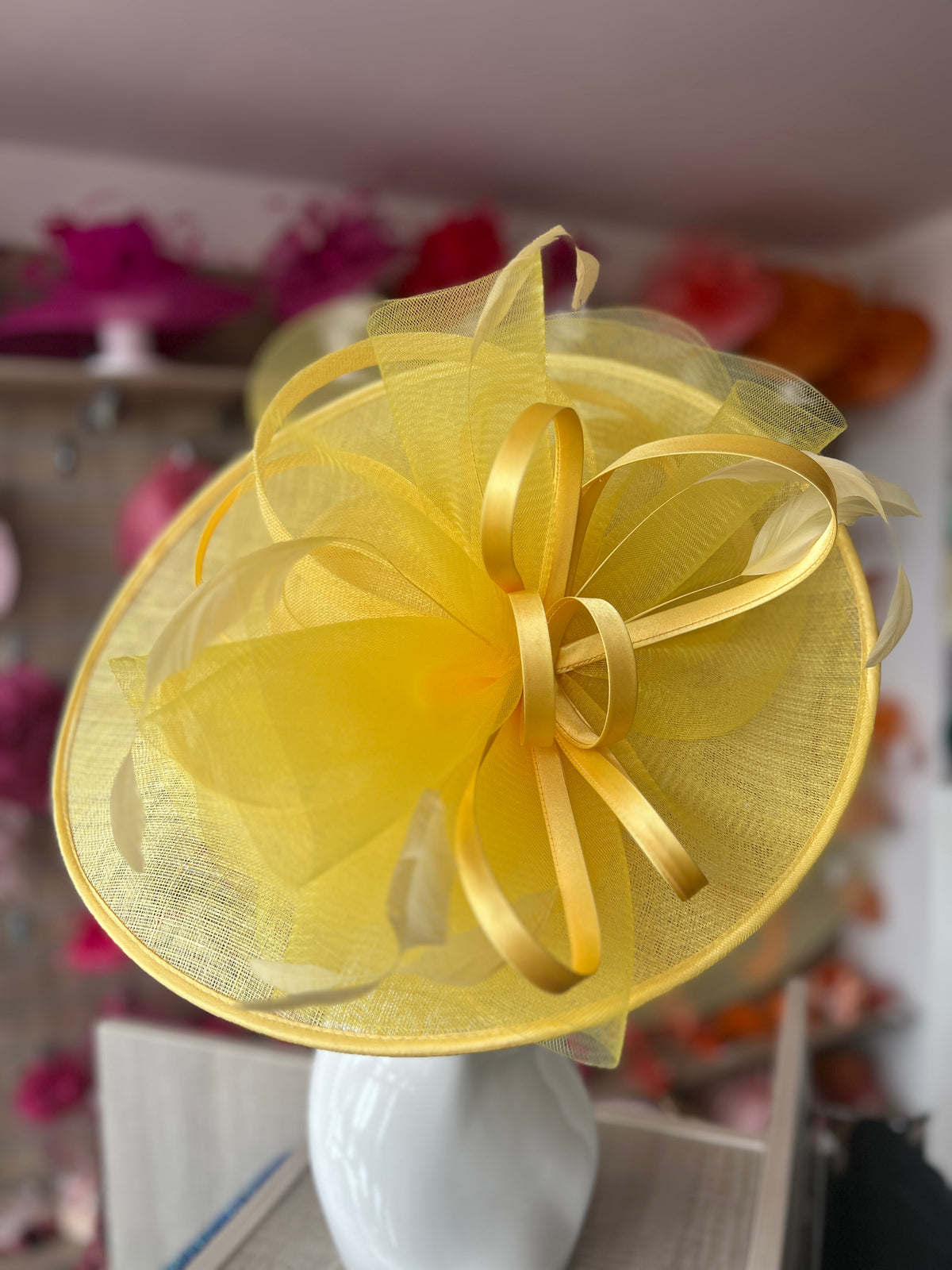 Crinoline &amp; Sinamay Large Lemon Hatinator-Fascinators Direct