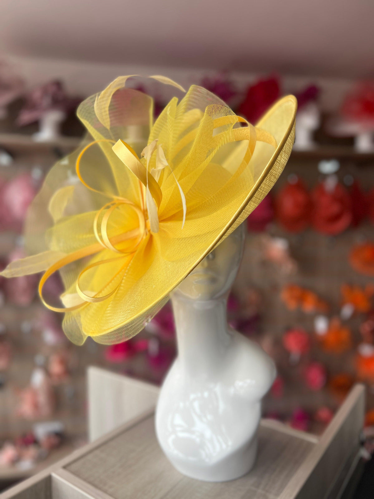 Crinoline &amp; Sinamay Large Lemon Hatinator-Fascinators Direct