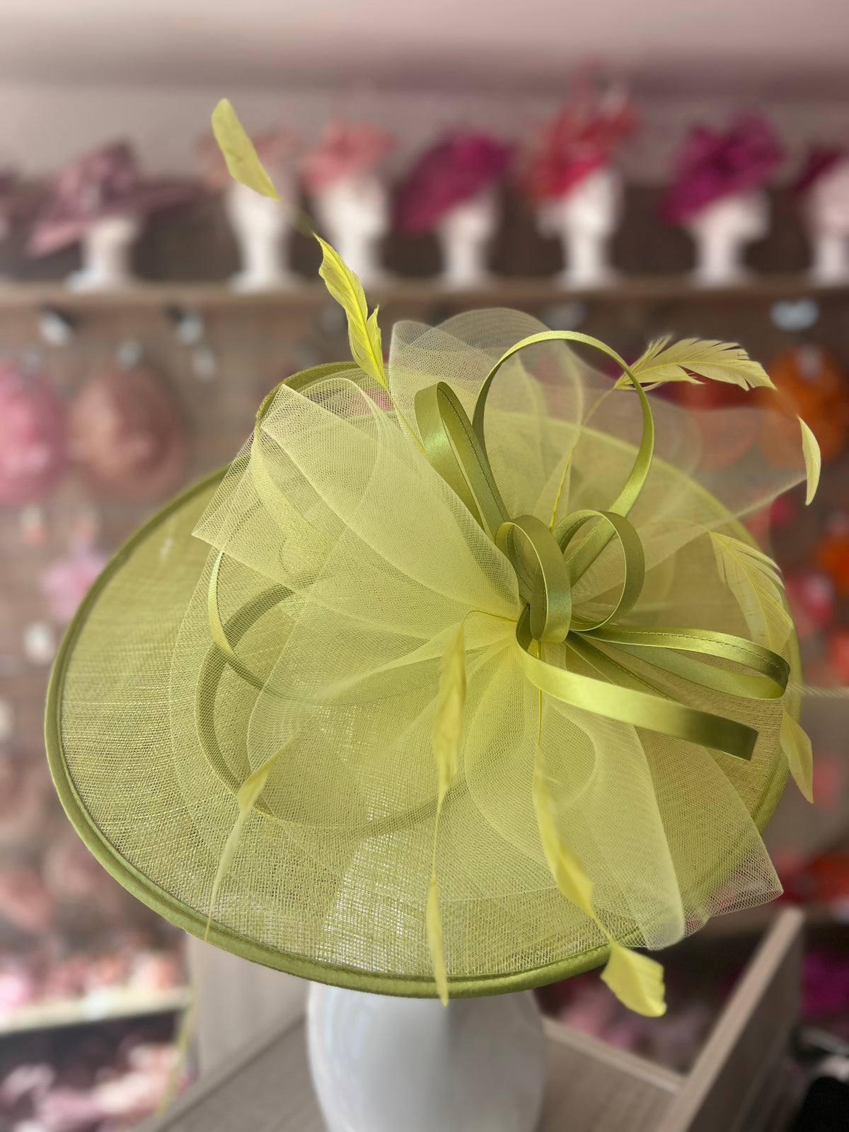 Crinoline &amp; Sinamay Large Lime Hatinator-Fascinators Direct