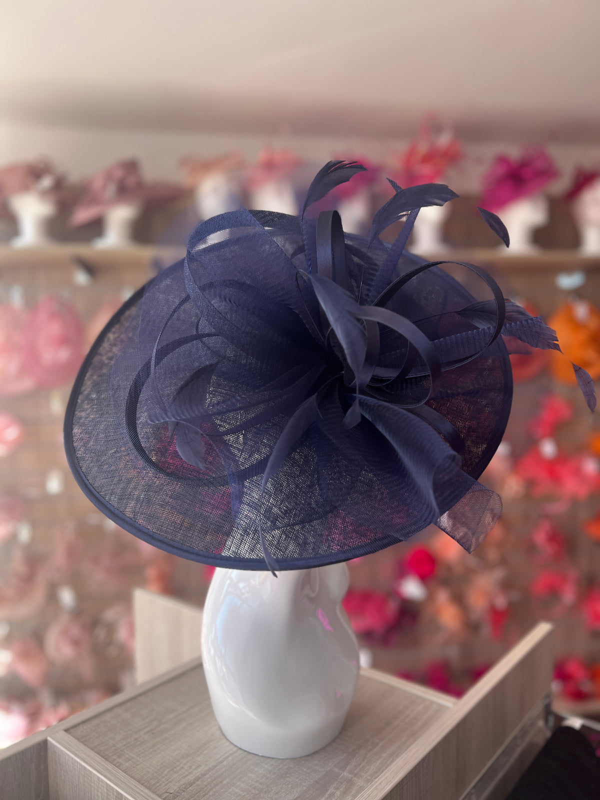 Crinoline &amp; Sinamay Large Navy Hatinator-Fascinators Direct