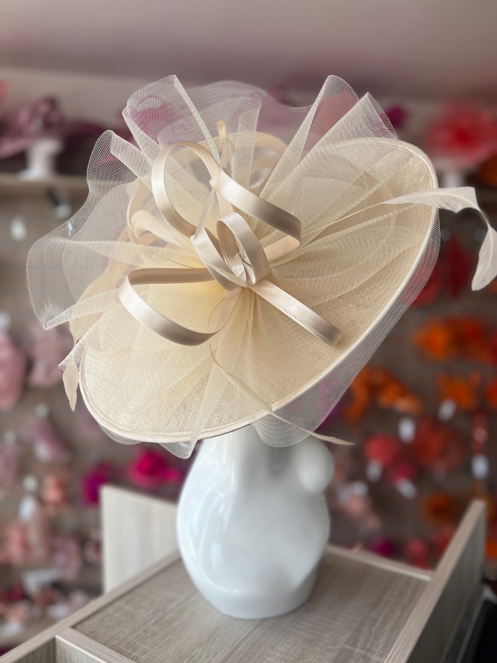 Crinoline & Sinamay Large Nude Hatinator-Fascinators Direct