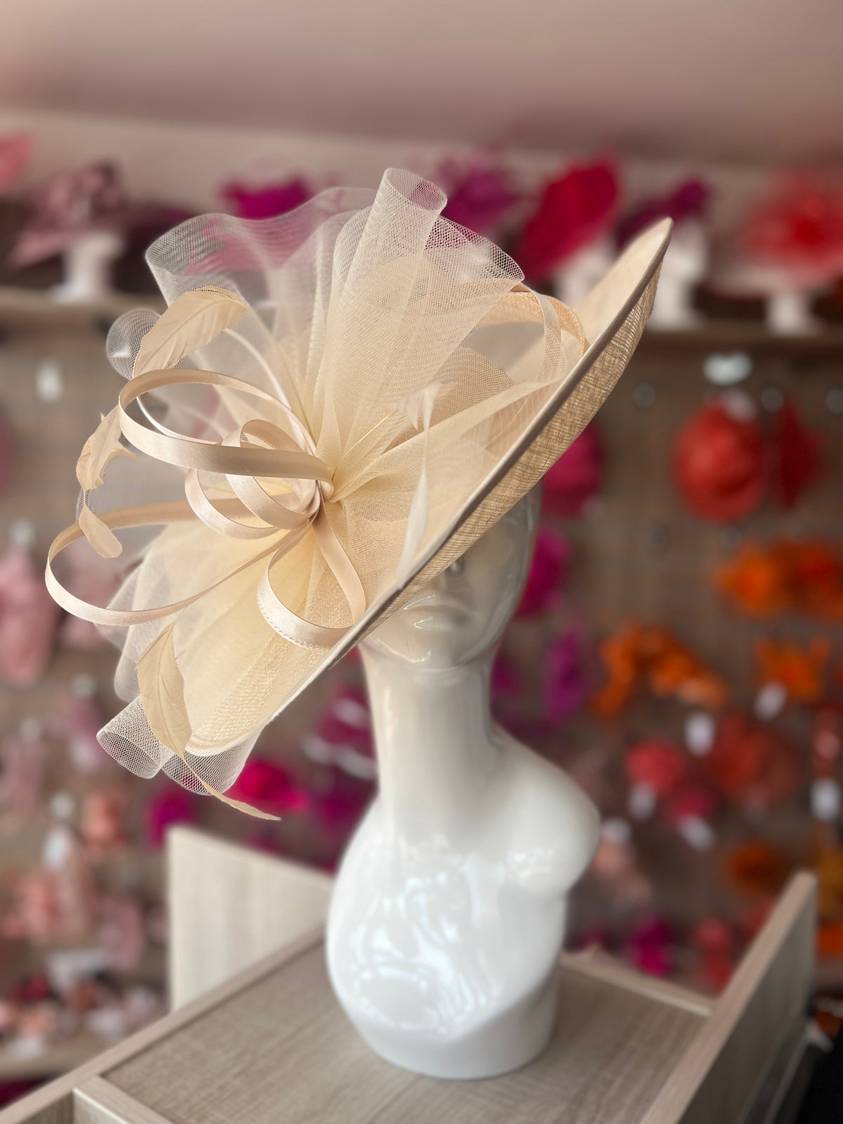 Crinoline &amp; Sinamay Large Nude Hatinator-Fascinators Direct