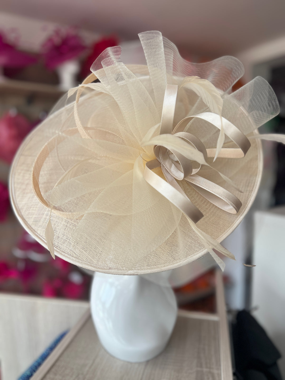 Crinoline &amp; Sinamay Large Nude Hatinator-Fascinators Direct