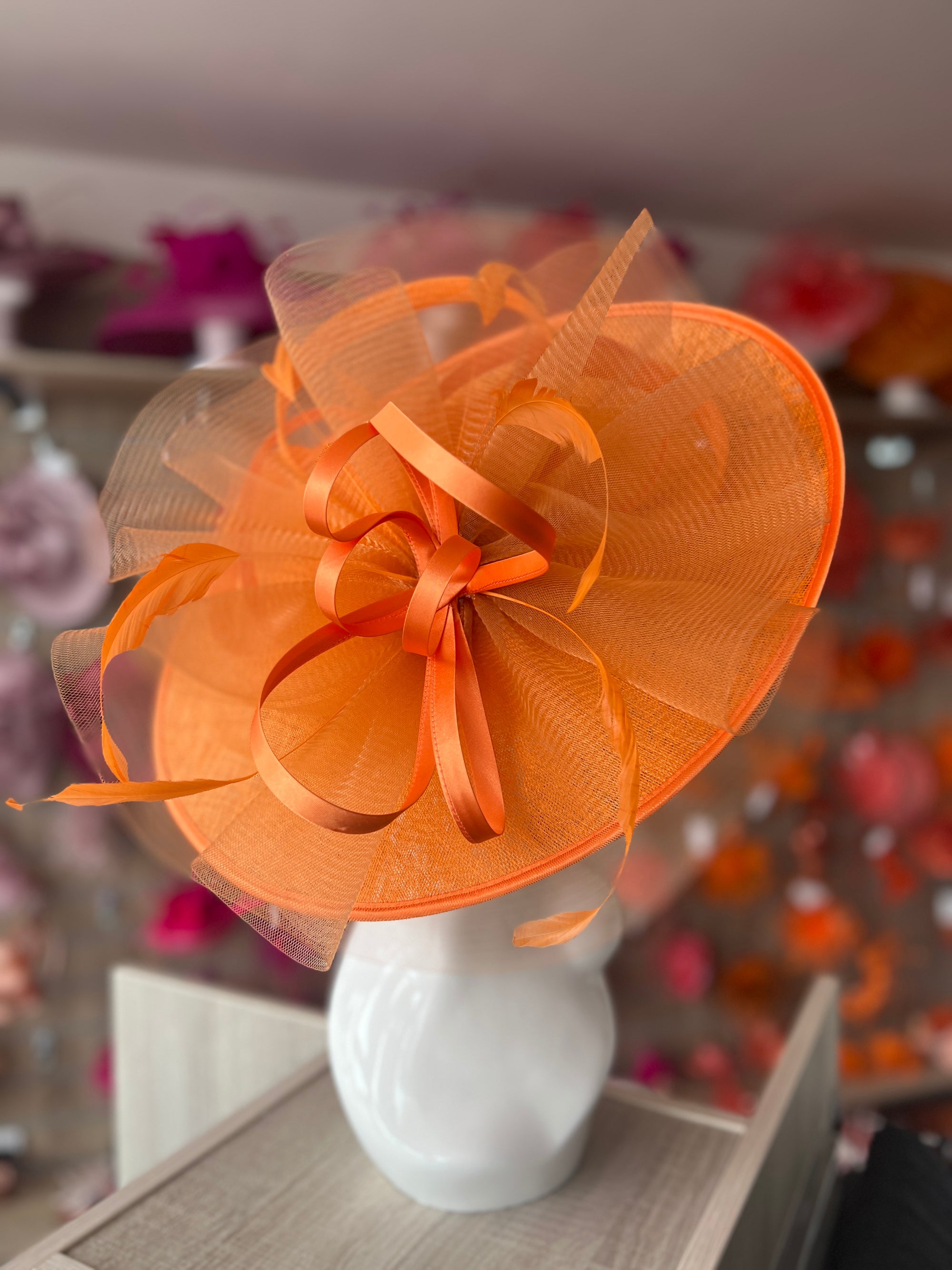 Crinoline & Sinamay Large Orange Hatinator-Fascinators Direct