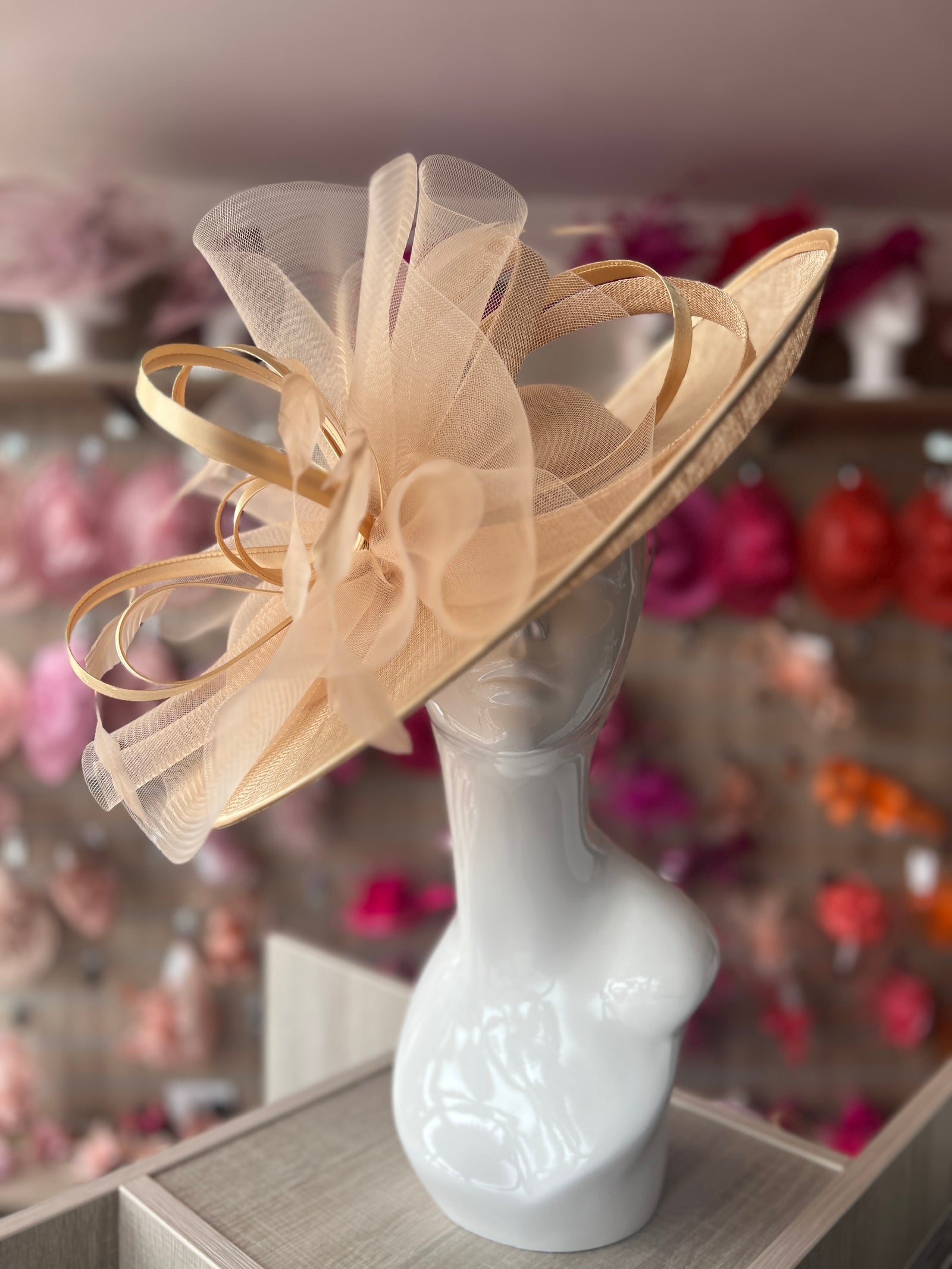 Crinoline & Sinamay Large Pale Gold Hatinator-Fascinators Direct