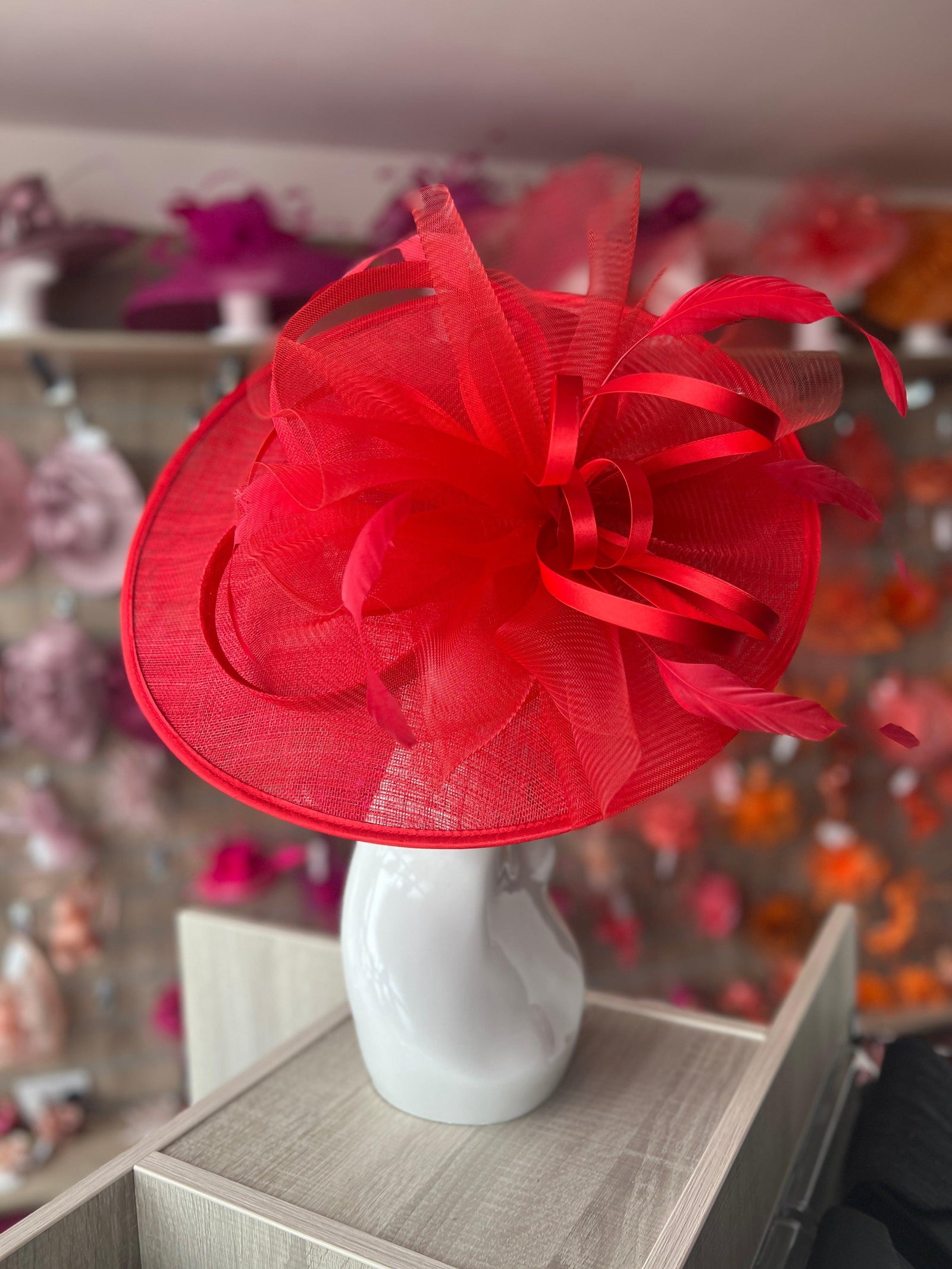 Crinoline & Sinamay Large Poppy Red Hatinator-Fascinators Direct