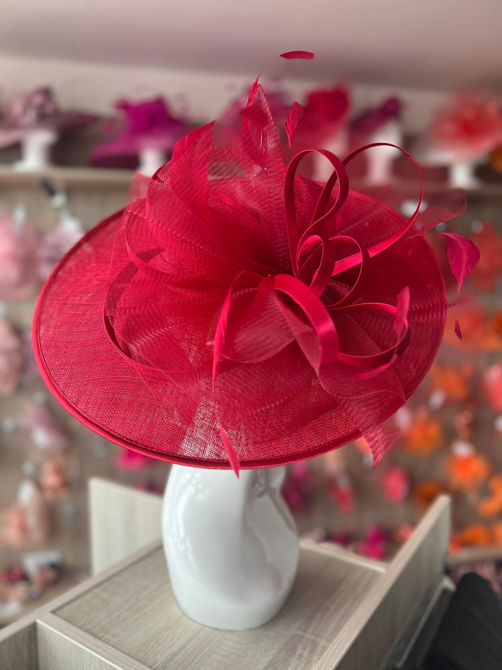 Crinoline & Sinamay Large Rouge Hatinator-Fascinators Direct