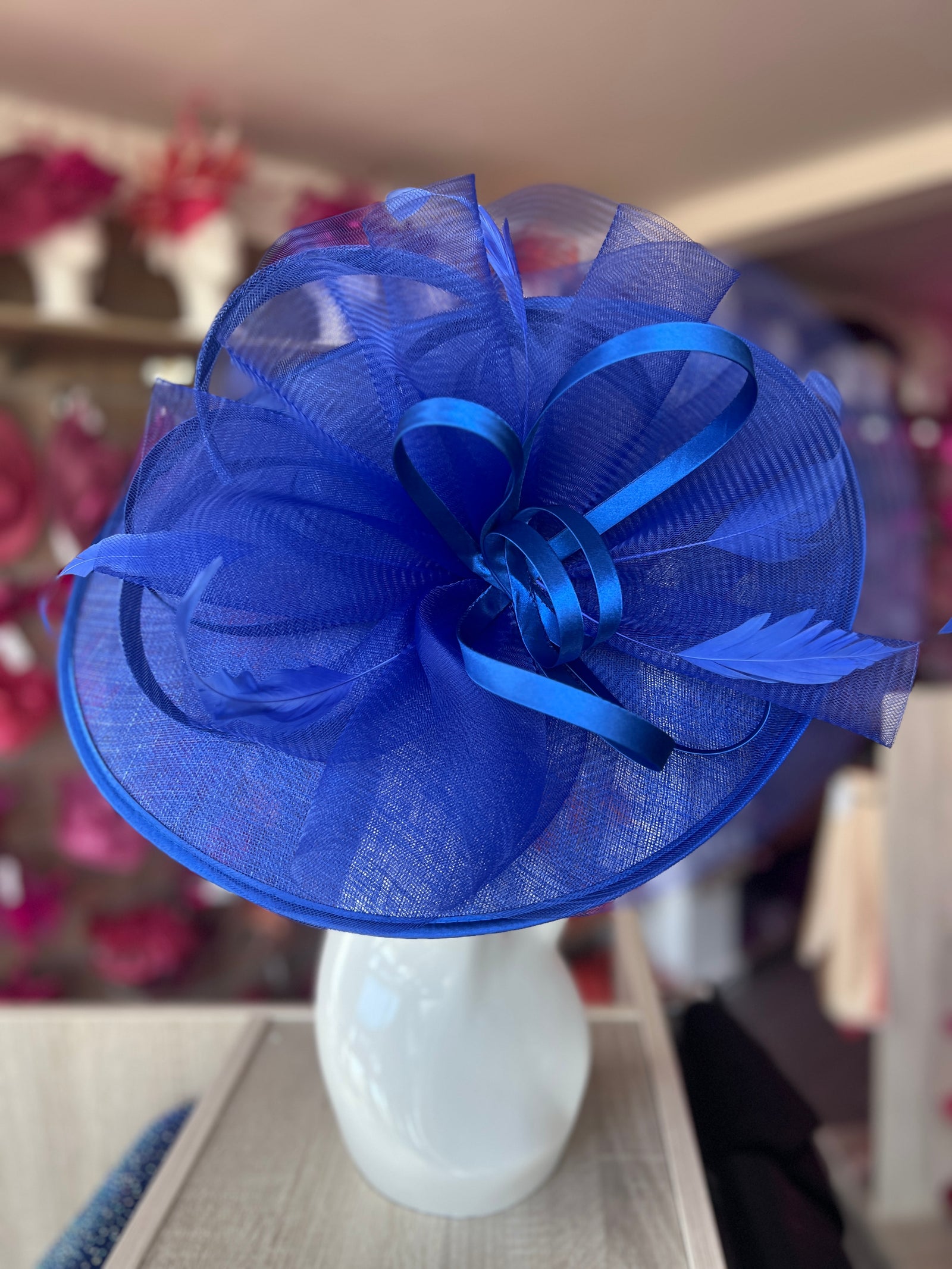 Crinoline & Sinamay Large Sapphire Blue Hatinator-Fascinators Direct