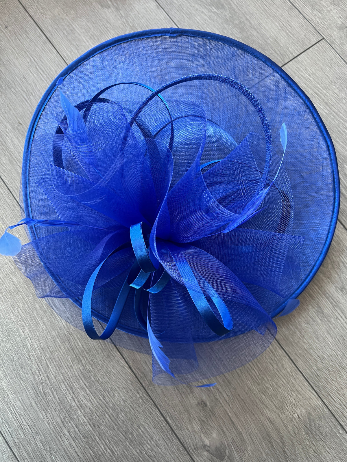 Crinoline &amp; Sinamay Large Sapphire Blue Hatinator-Fascinators Direct