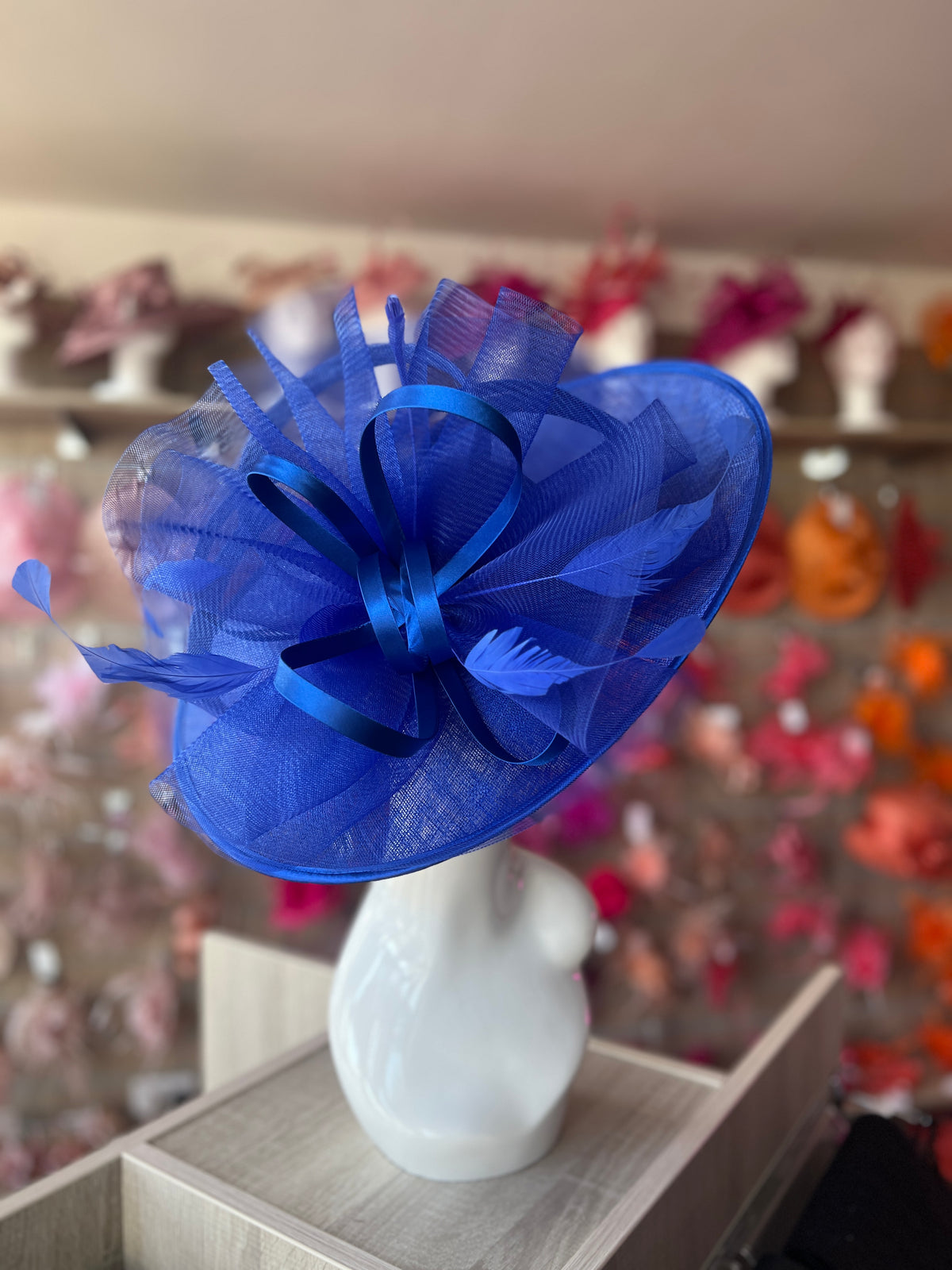 Crinoline &amp; Sinamay Large Sapphire Blue Hatinator-Fascinators Direct