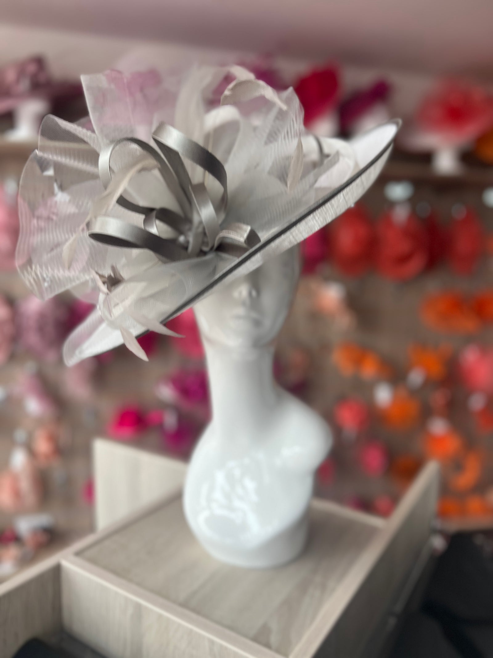 Crinoline & Sinamay Large White Mercury Hatinator-Fascinators Direct