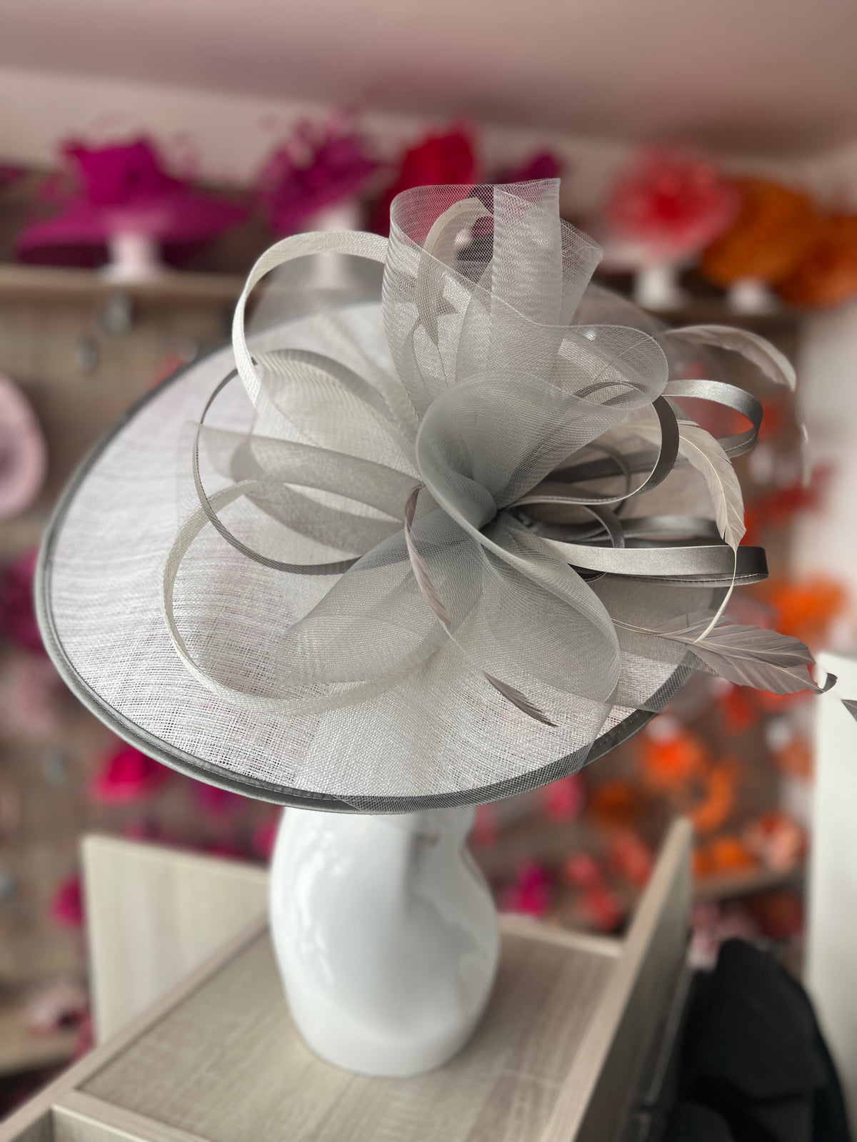 Crinoline &amp; Sinamay Large White Mercury Hatinator-Fascinators Direct