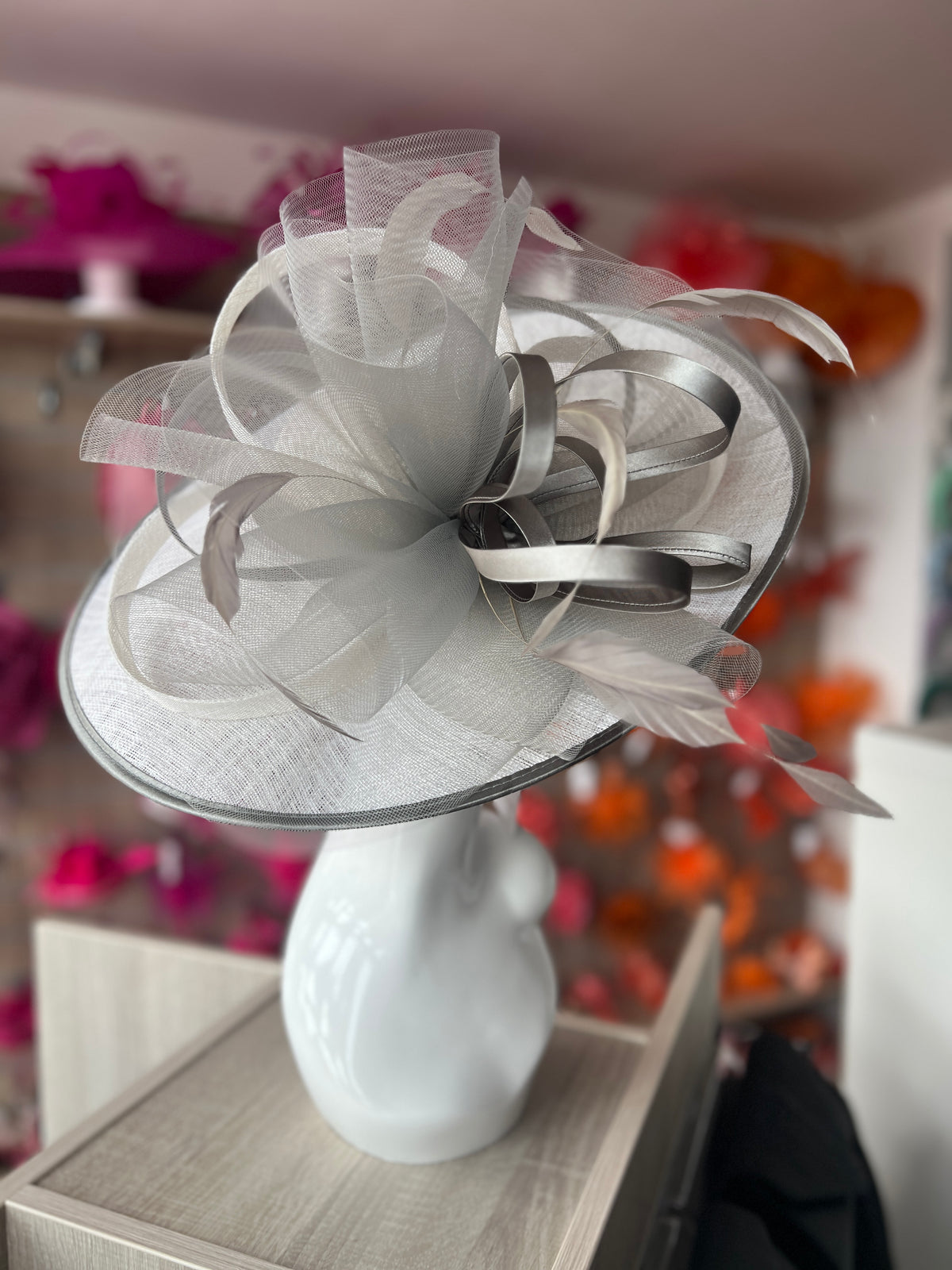 Crinoline &amp; Sinamay Large White Mercury Hatinator-Fascinators Direct