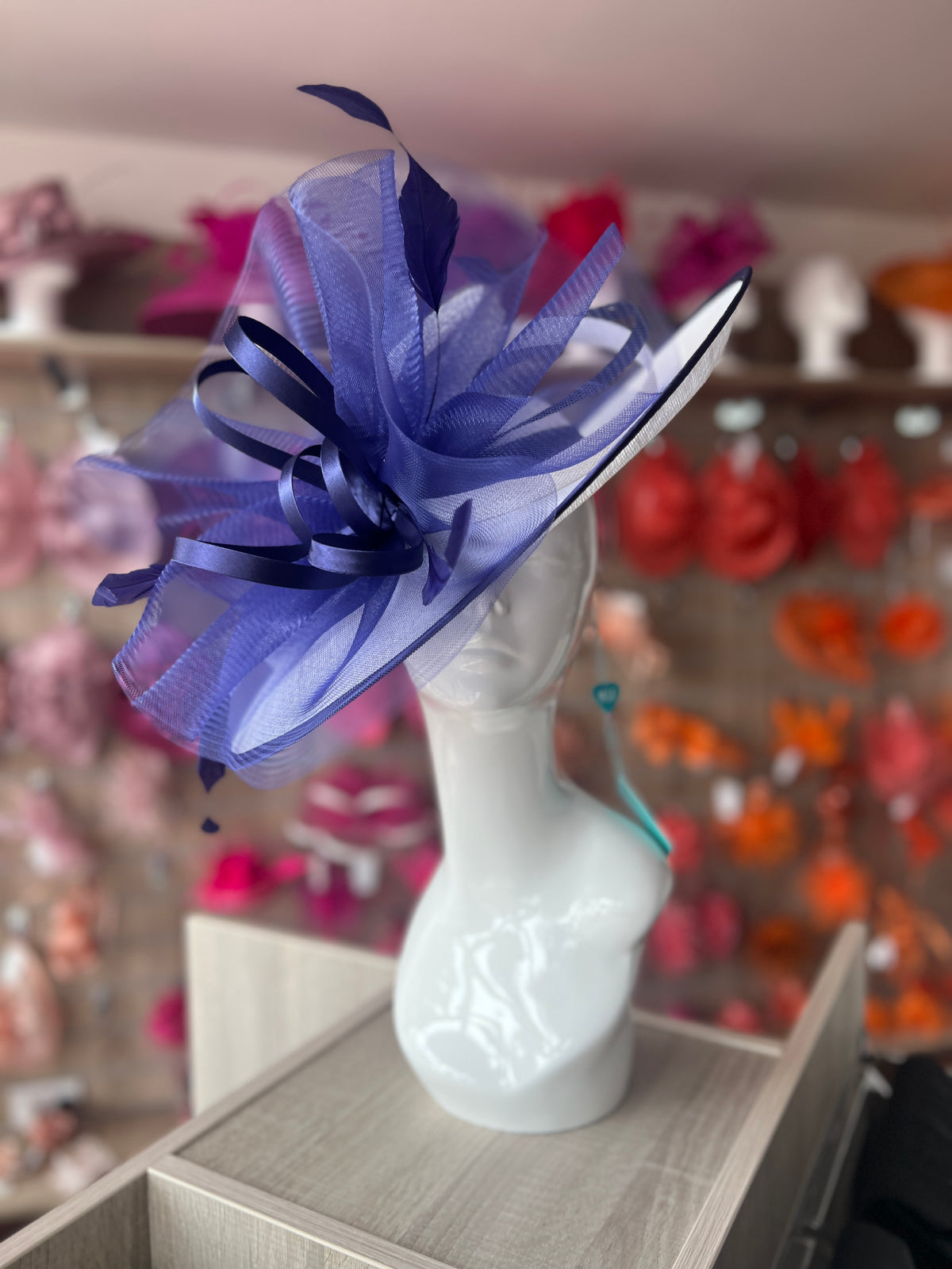 Crinoline &amp; Sinamay Large White &amp; Twilight Hatinator-Fascinators Direct