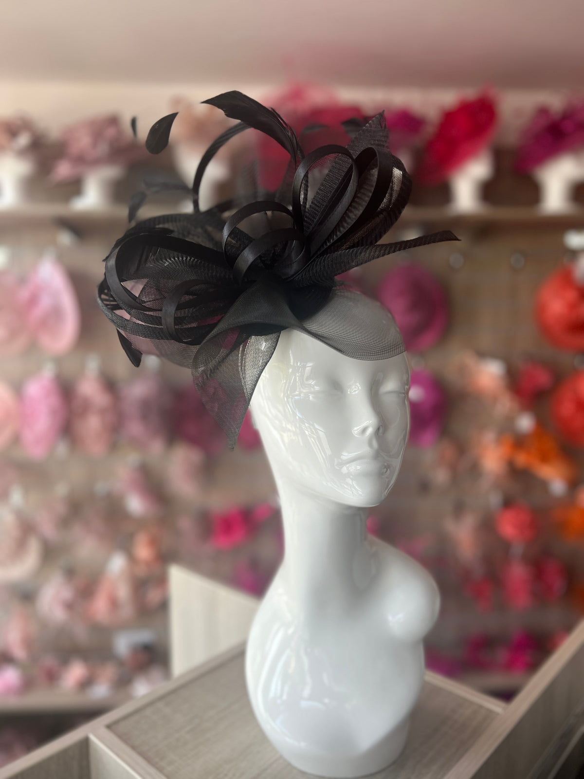 Crinoline Waves Large Black Fascinator-Fascinators Direct