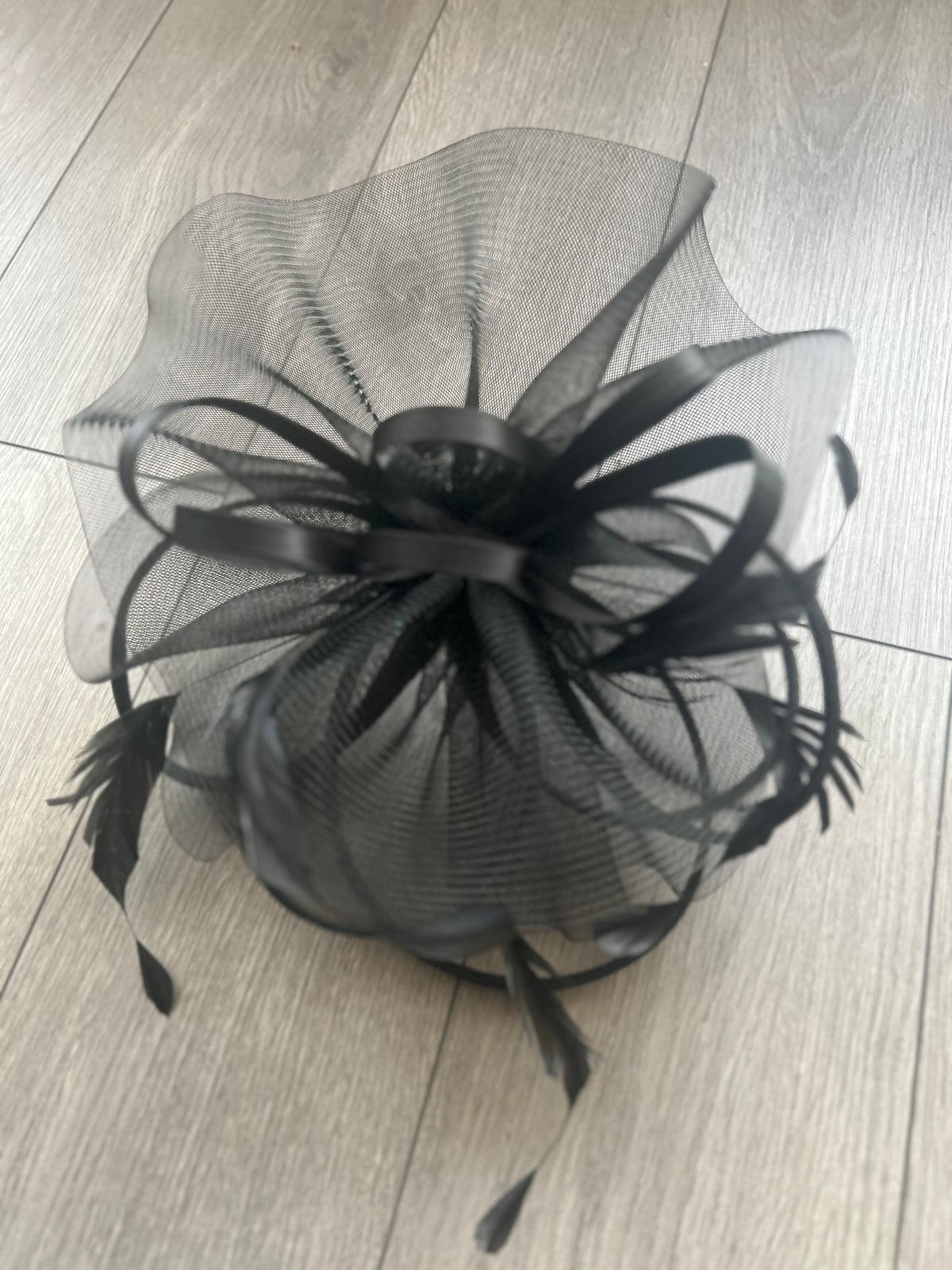 Crinoline Waves Large Black Fascinator-Fascinators Direct